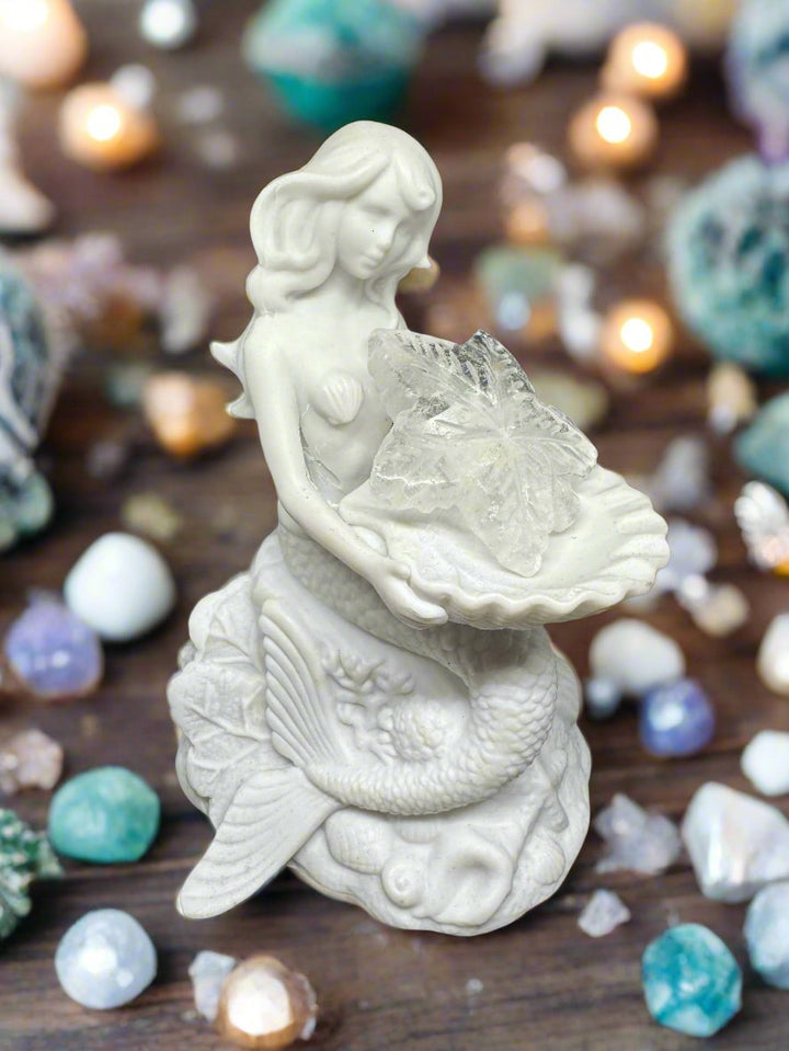 Clear Quartz Maple Leaf Carving