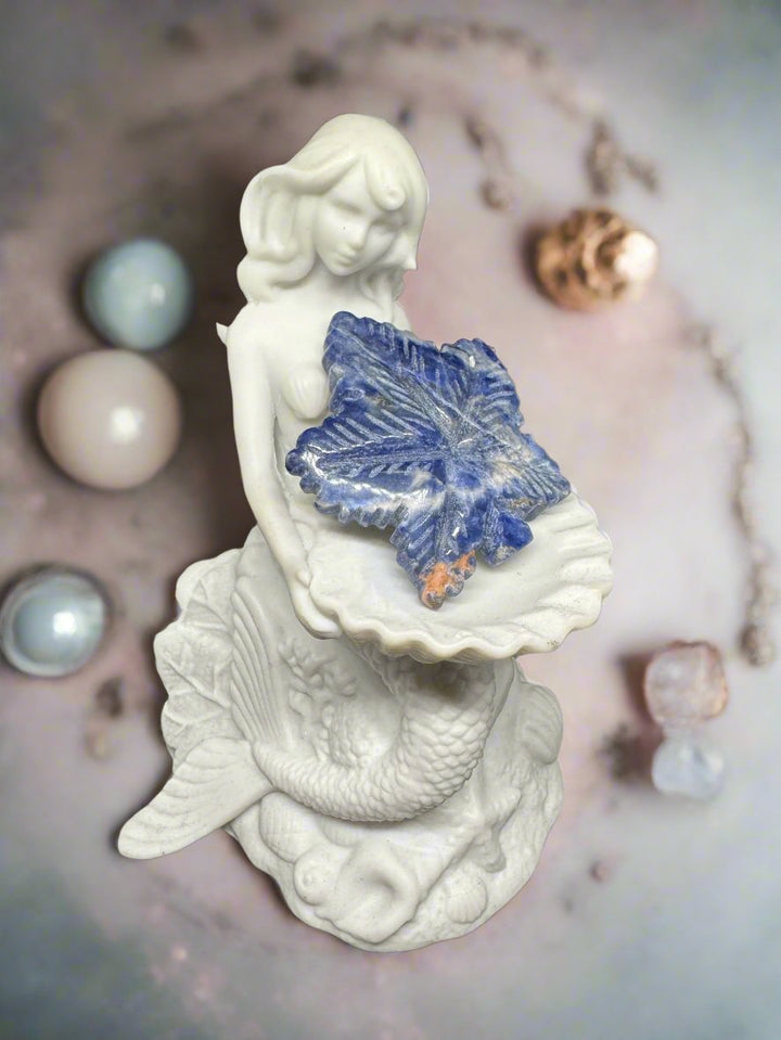 Sodalite Maple Leaf Carving