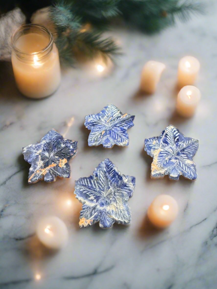 Sodalite Maple Leaf Carving