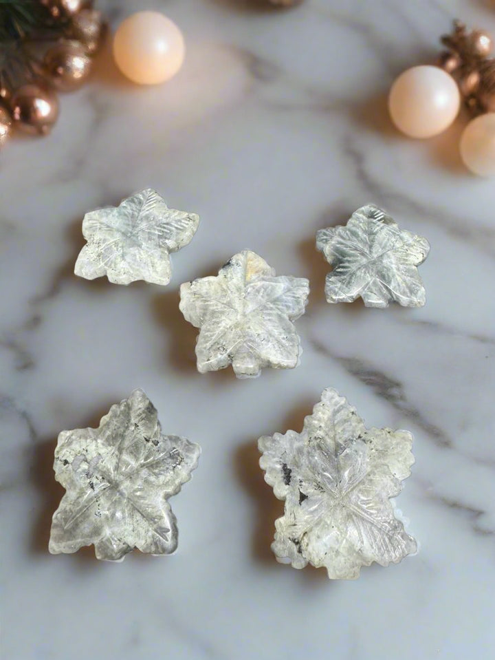 Labradorite Maple Leaf Carving