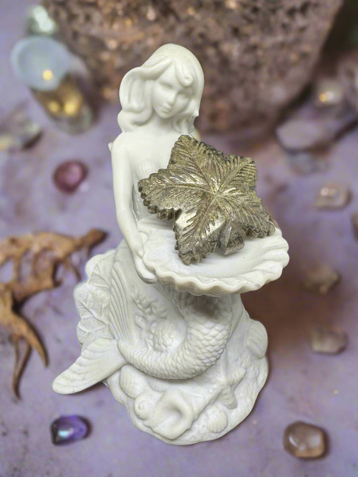 Pyrite Maple Leaf Carving