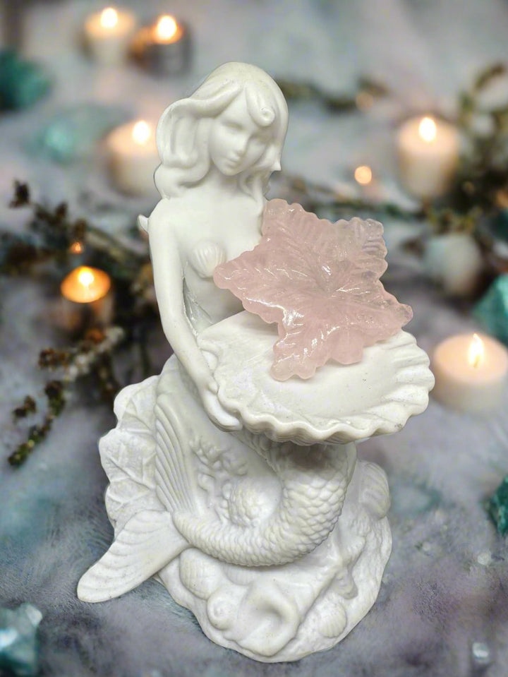 Rose Quartz Maple Leaf Carving