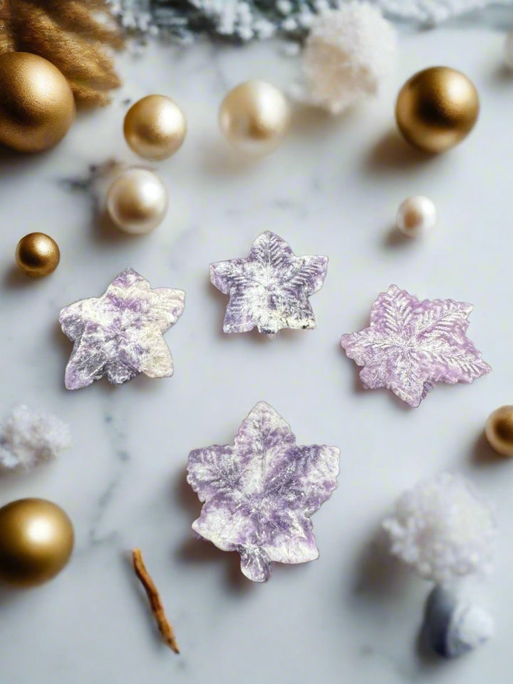 Lepidolite Maple Leaf Carving