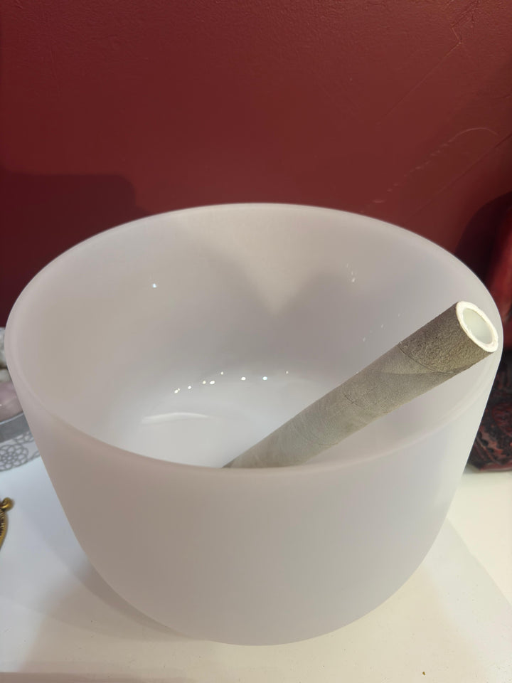 Quartz Singing Bowl with Leather Mallet - HEART CHAKRA
