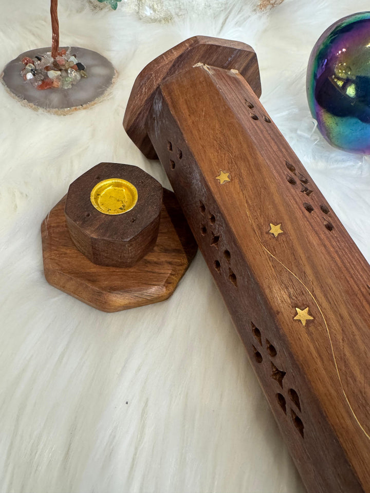 Wooden Tower Incense Sticks/Cones Burner