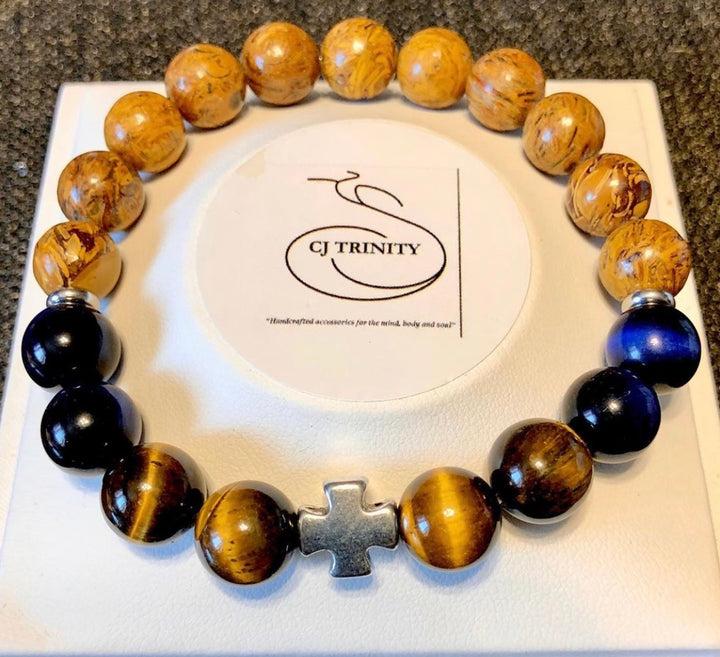 Men's Infinity Knot or Cross Multi-Gemstone Bracelet