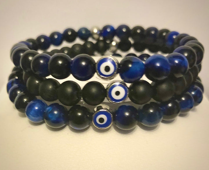 Unisex Gemstone Evil Eye Beaded Bracelets