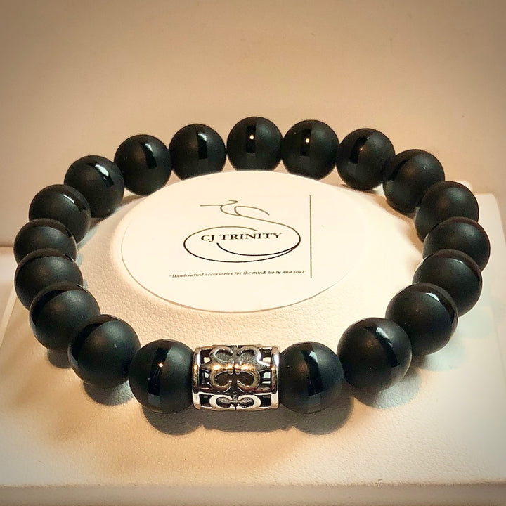 Men's Black & Brown Double Fleur De Lis Stacking Bracelets