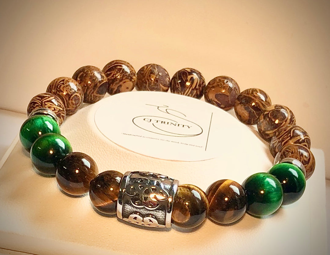 Men's Infinity Knot or Cross Multi-Gemstone Bracelet