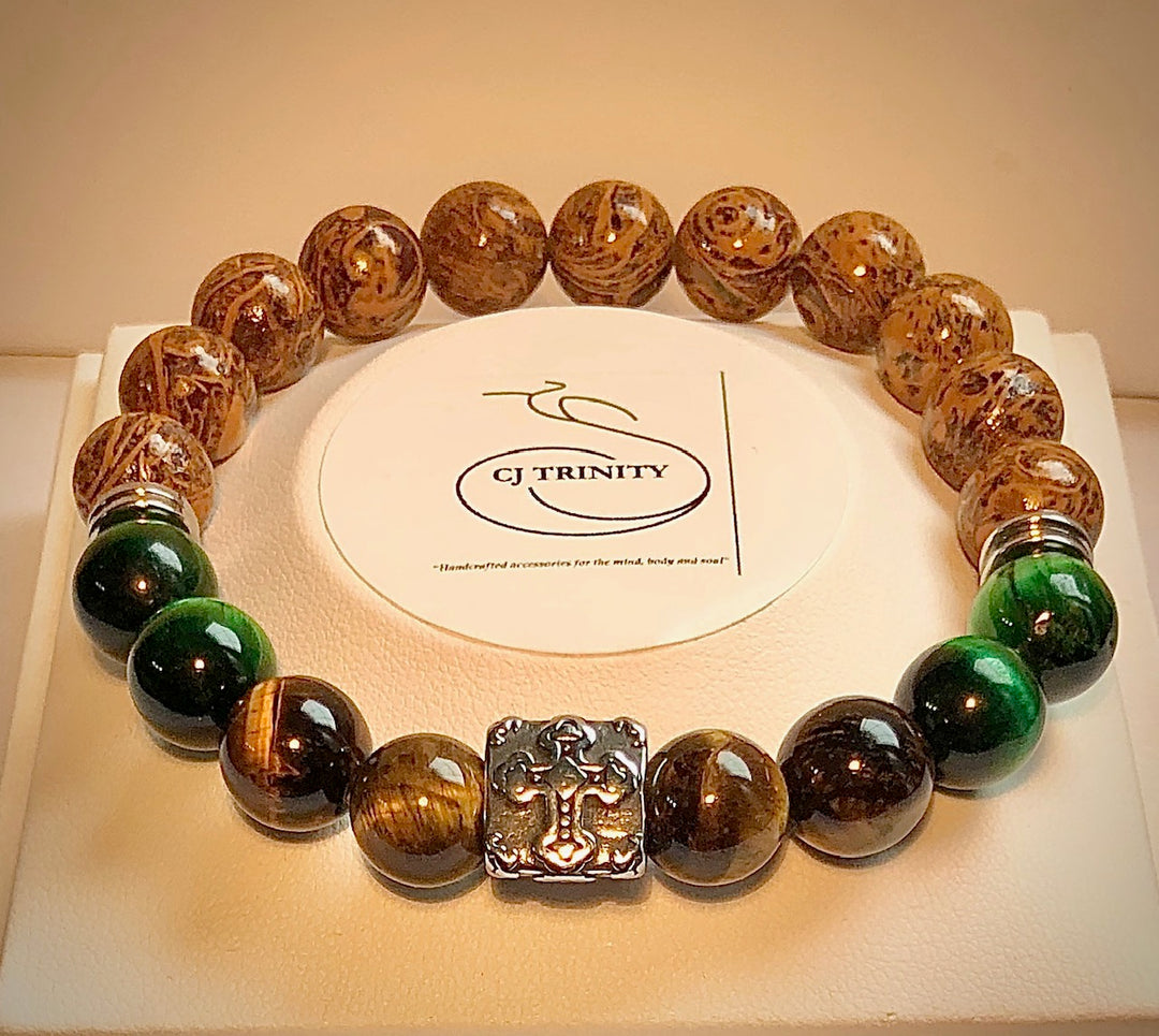 Men's Infinity Knot or Cross Multi-Gemstone Bracelet