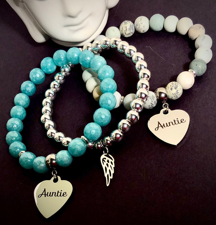 'Auntie' - Gemstone Charm Bracelet