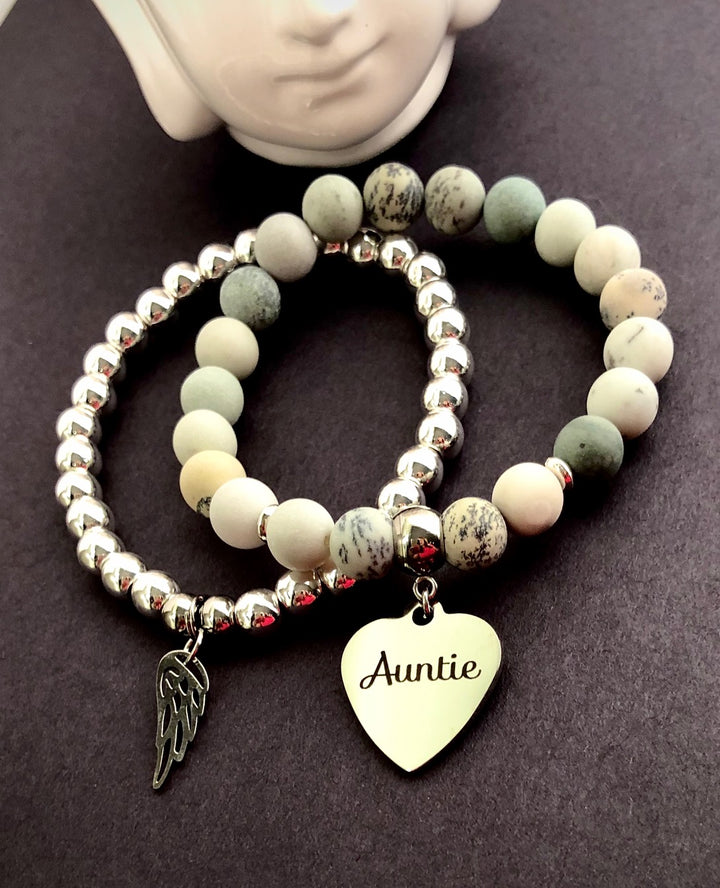 'Auntie' - Gemstone Charm Bracelet