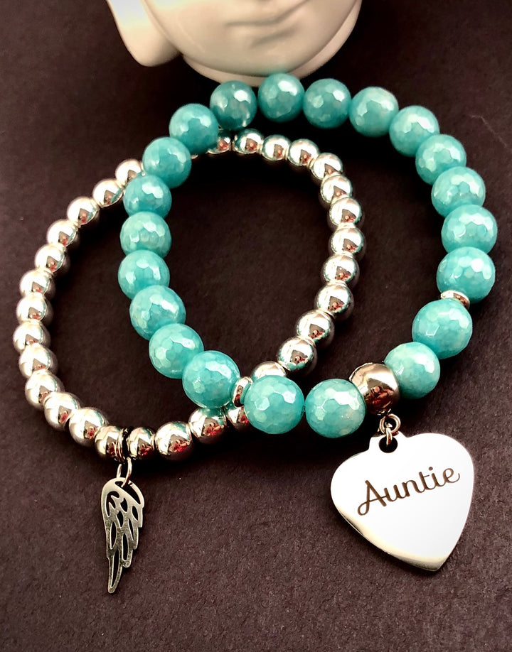 'Auntie' - Gemstone Charm Bracelet