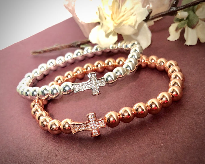 Pavé Cross Hematite Bracelet