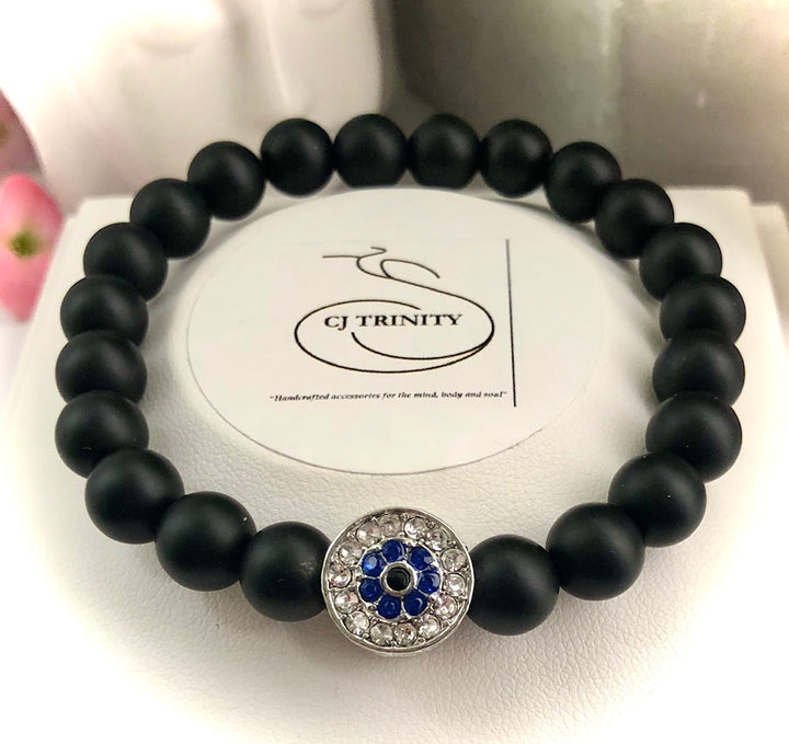 Pavé Evil Eye Onyx Bracelet - Silver-toned