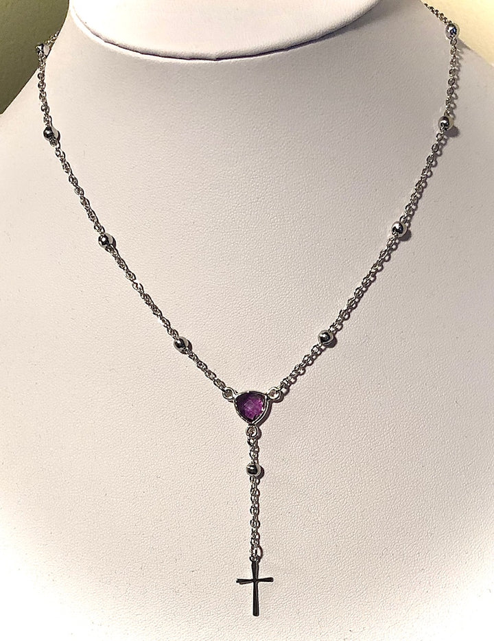 Stainless Steel Gemstone Rosary Necklace - Choice of Stone