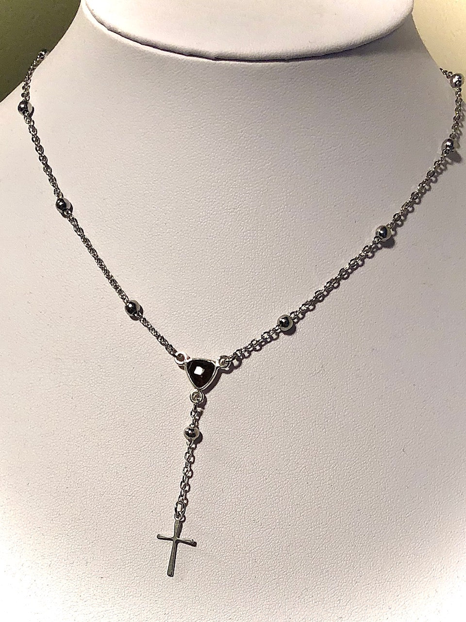 Stainless Steel Gemstone Rosary Necklace - Choice of Stone