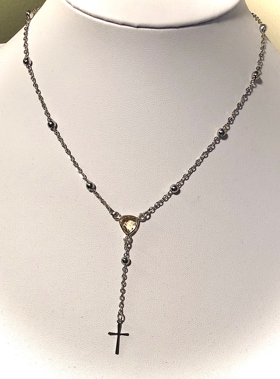 Stainless Steel Gemstone Rosary Necklace - Choice of Stone