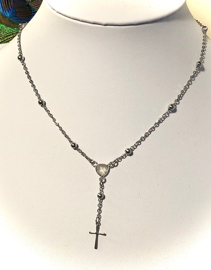 Stainless Steel Gemstone Rosary Necklace - Choice of Stone