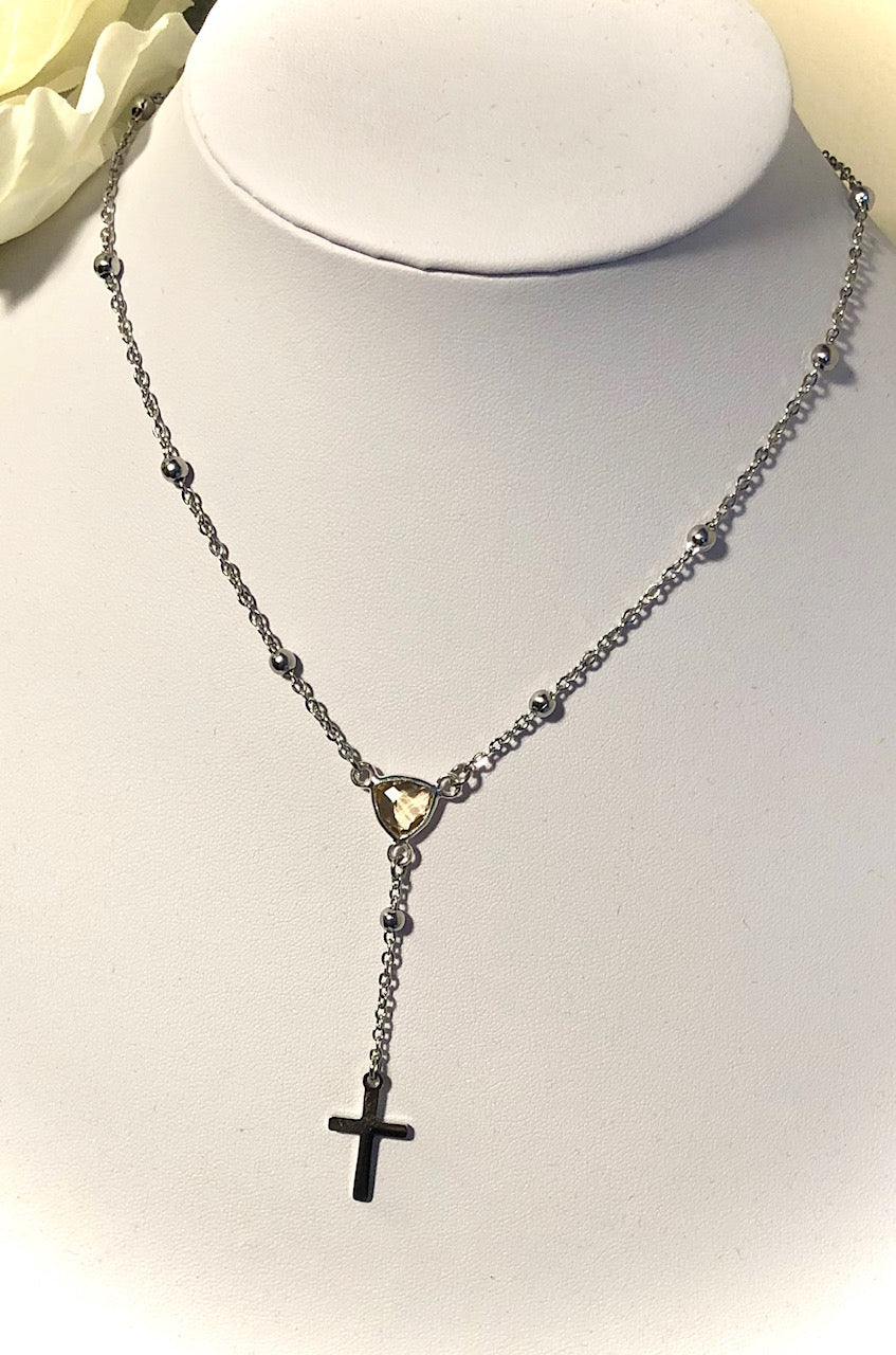 Stainless Steel Gemstone Rosary Necklace - Choice of Stone