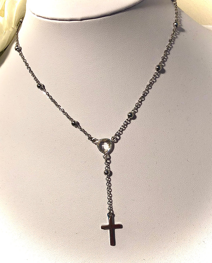 Stainless Steel Gemstone Rosary Necklace - Choice of Stone