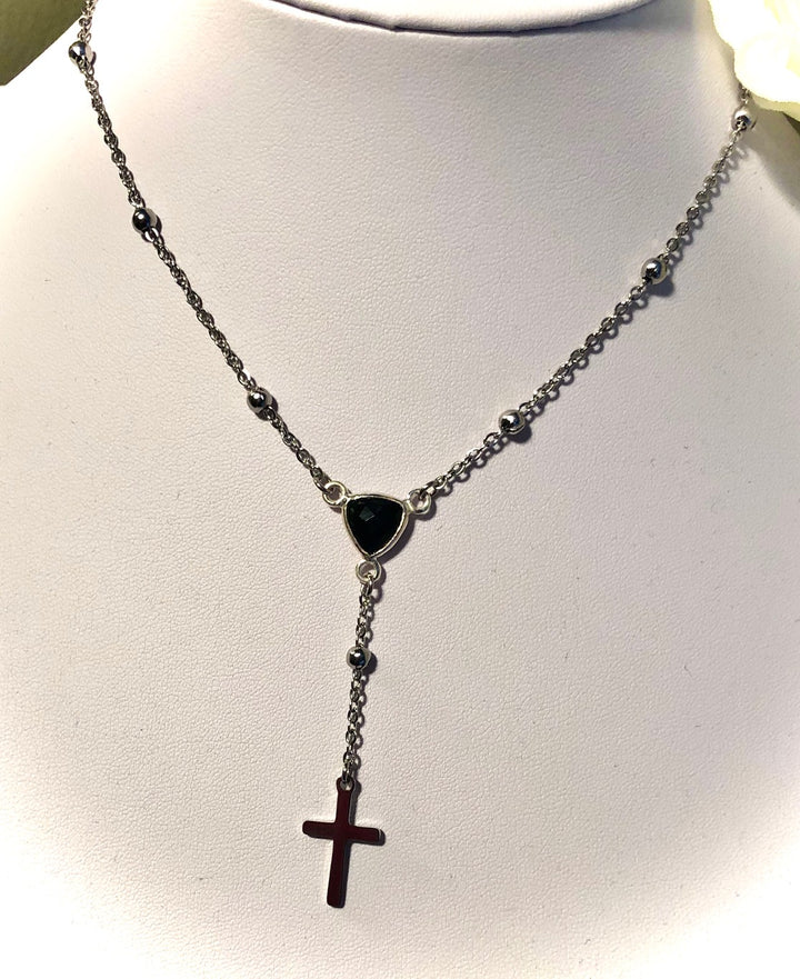 Stainless Steel Gemstone Rosary Necklace - Choice of Stone