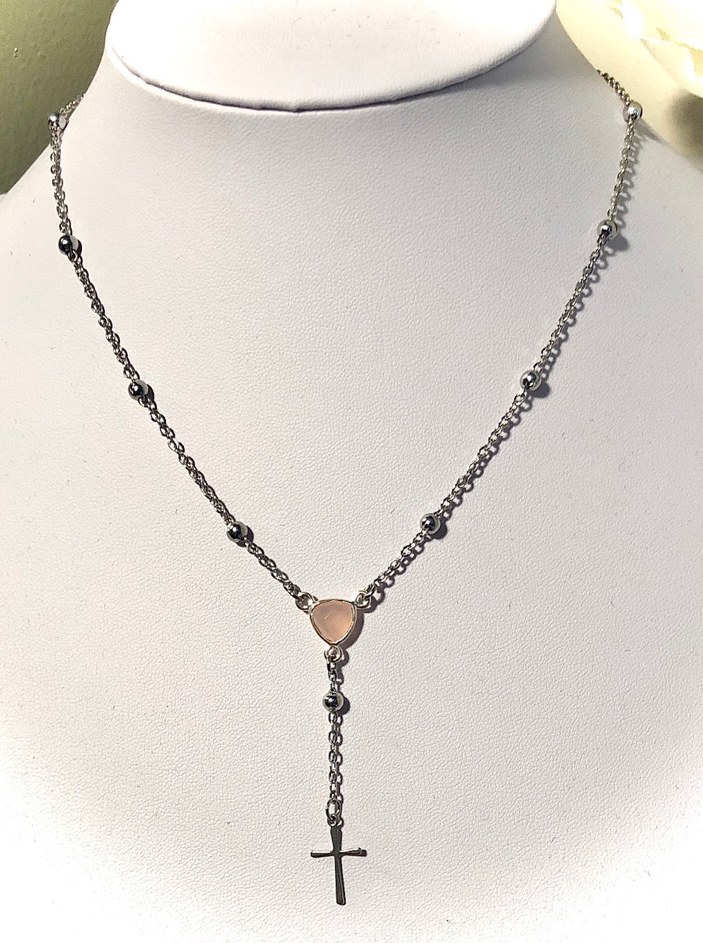 Stainless Steel Gemstone Rosary Necklace - Choice of Stone