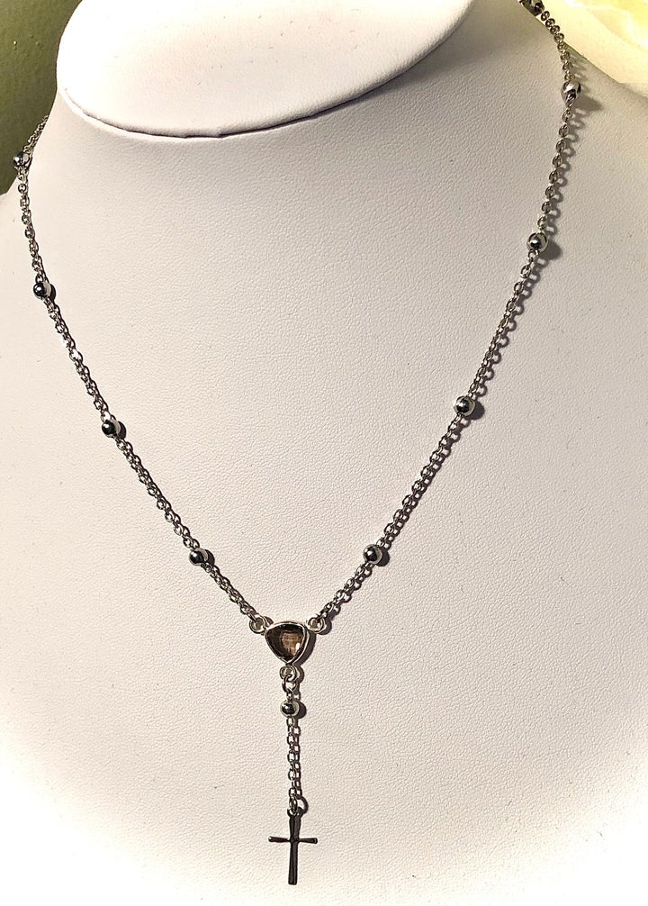 Stainless Steel Gemstone Rosary Necklace - Choice of Stone