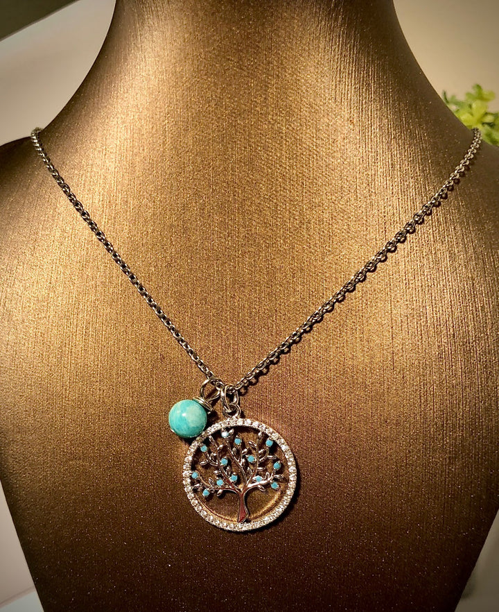 Pavé Tree of Life & Amazonite Necklace