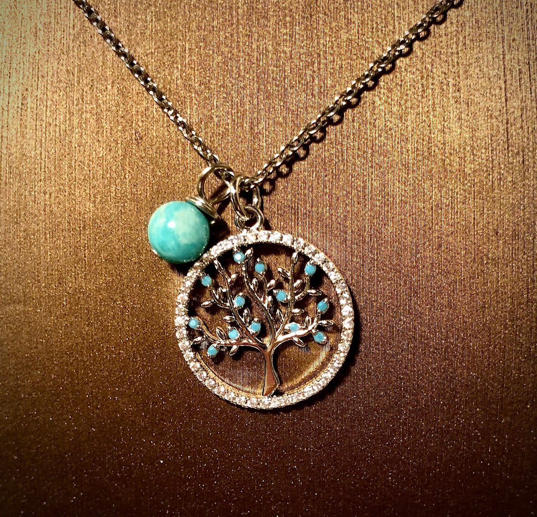 Pavé Tree of Life & Amazonite Necklace