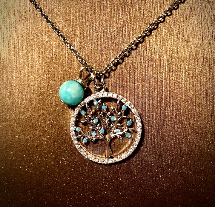 Pavé Tree of Life & Amazonite Necklace
