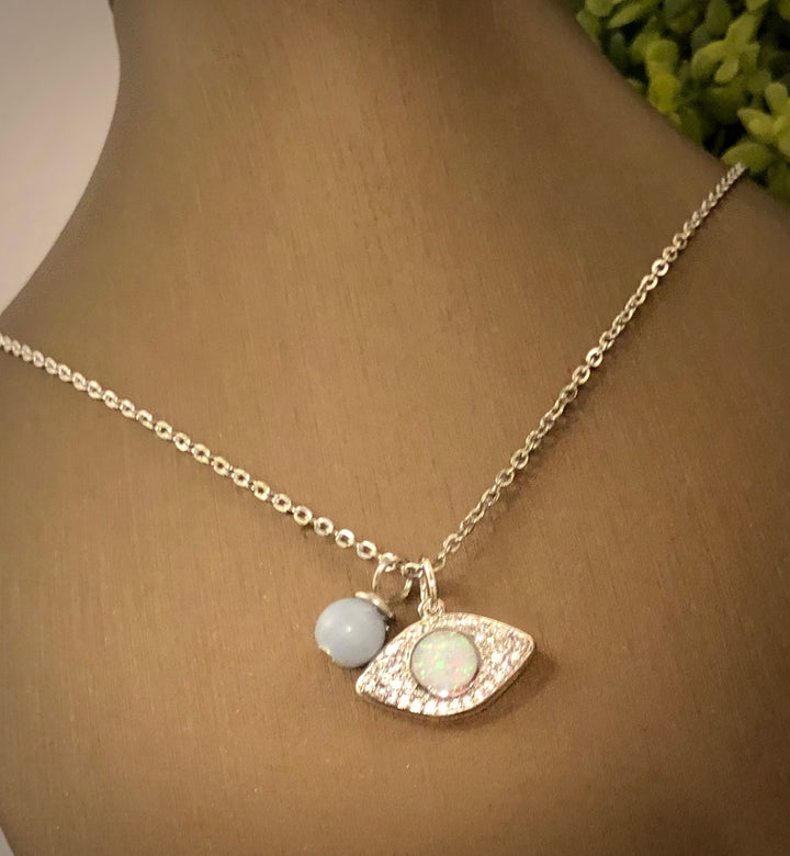 Pavé Opal Evil Eye Necklace - Choice of Color