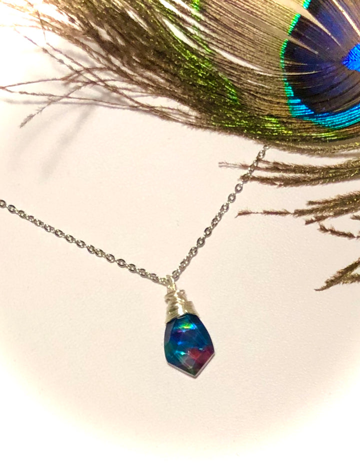 Stunning Ammolite Wire Wrapped Necklace - 2 Styles