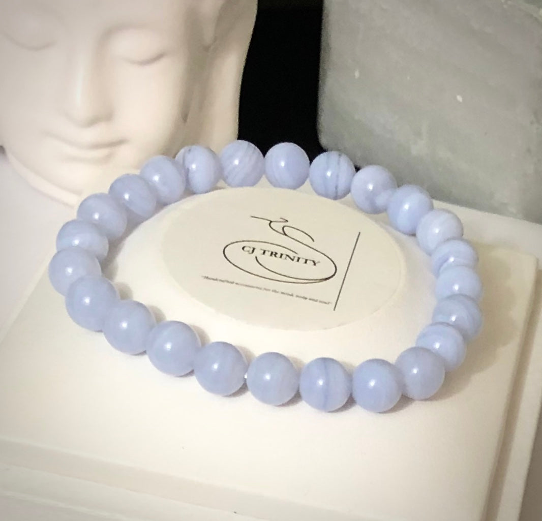 LOVE & COURAGE & HEALING - Kunzite, Blue Lace Agate and Ruby Lavender Quartz - Classic Stacking Bracelets - Sold Separartely