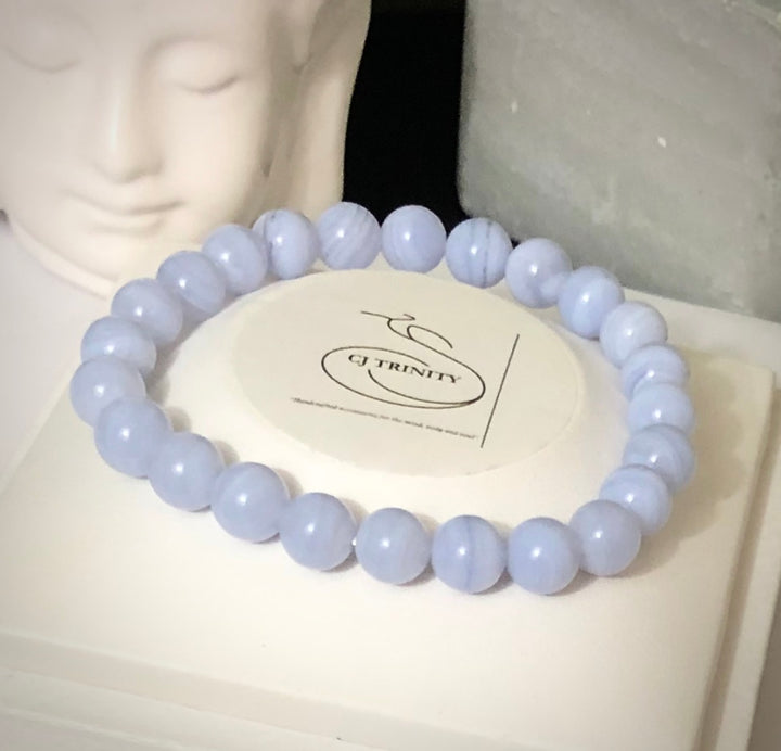 LOVE & COURAGE & HEALING - Kunzite, Blue Lace Agate and Ruby Lavender Quartz - Classic Stacking Bracelets - Sold Separartely
