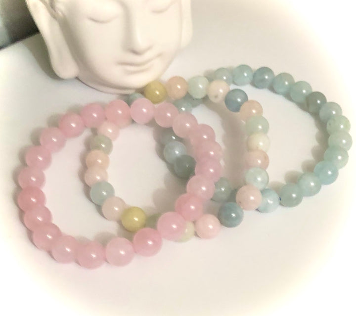 Morganite, Rose Quartz or Aquamarine - Classic Stacking Bracelets - Sold Separately or as a Set