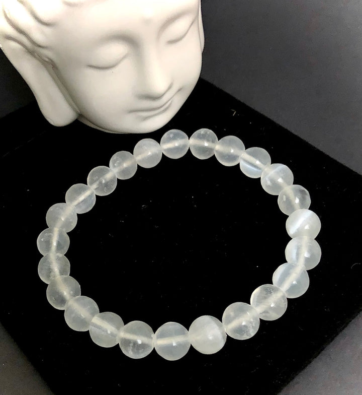 Unisex Selenite - Classic Stacking Bracelet - Choice of Bead Size