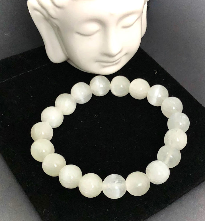 Unisex Selenite - Classic Stacking Bracelet - Choice of Bead Size