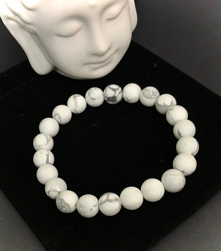 Unisex Matte White Howlite - Classic Stacking Bracelet - Choice of Bead Size