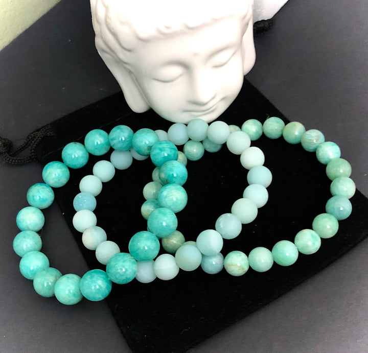 Green Amazonite - Classic Stacking Bracelet - Choice of Bead Size - Matte or Glossy