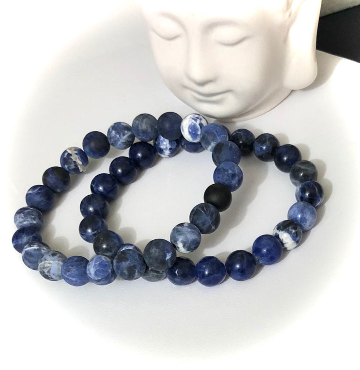 Unisex Sodalite - Classic Stacking Bracelet - Choice of Matte or Glossy