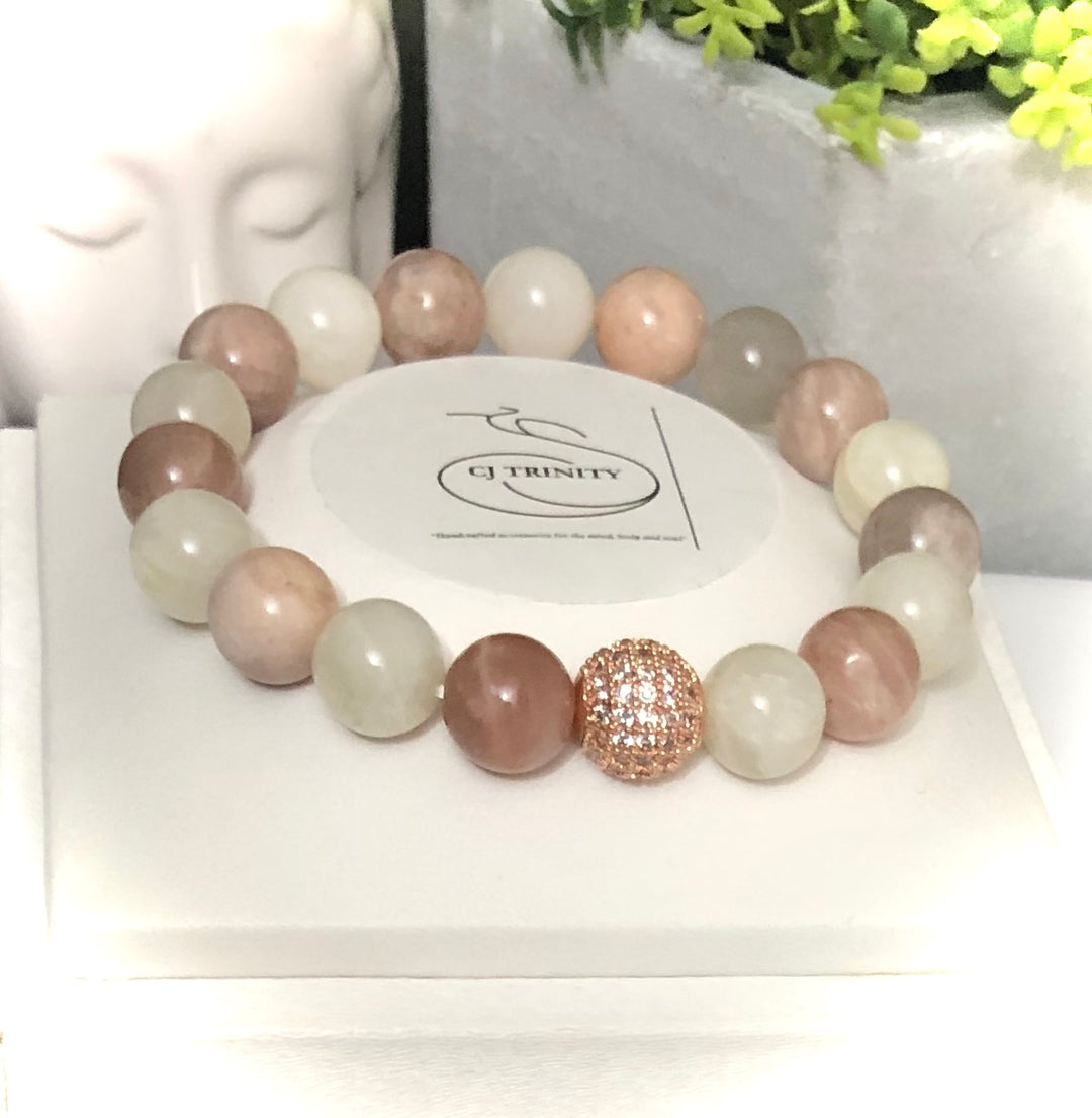 Sun, Moon, Sparkle! - Pavé Sunstone & Moonstone Stacking Bracelet - Choice of Color