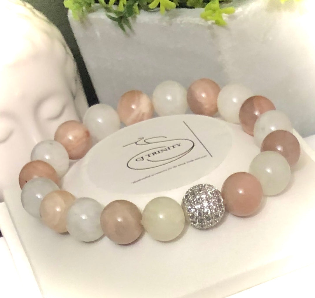 Sun, Moon, Sparkle! - Pavé Sunstone & Moonstone Stacking Bracelet - Choice of Color