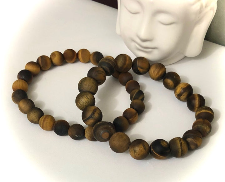 Yellow Tiger's Eye - Unisex Classic Stacking Bracelet - Choice of Matte or Glossy