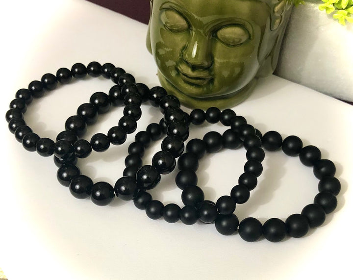 Onyx - Unisex Classic Stacking Bracelet - Choice of Matte/Glossy - Bead Size