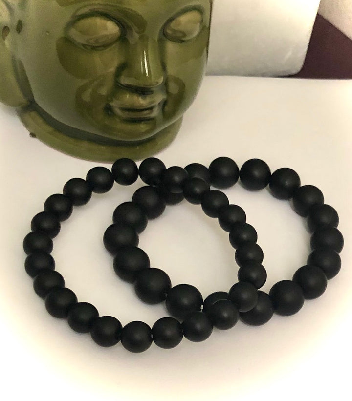 Onyx - Unisex Classic Stacking Bracelet - Choice of Matte/Glossy - Bead Size