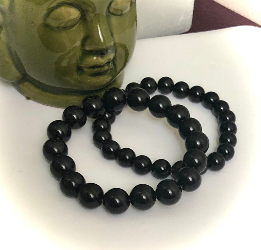 Onyx - Unisex Classic Stacking Bracelet - Choice of Matte/Glossy - Bead Size