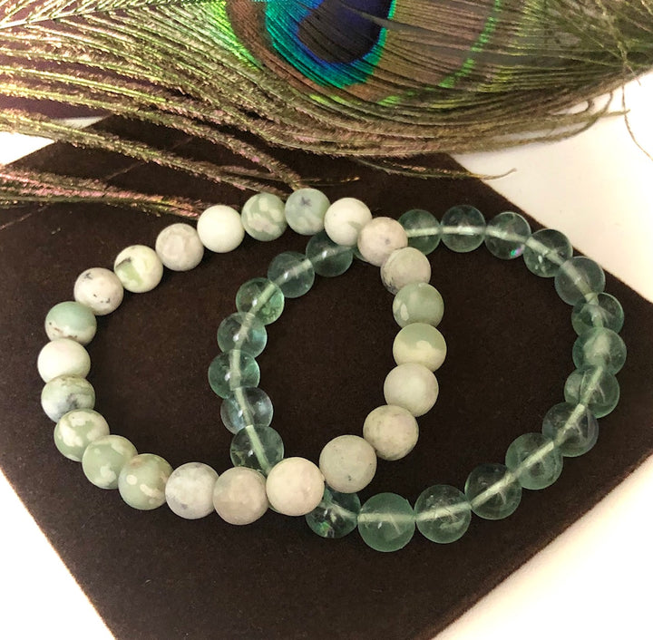 Peace Jasper or Green Fluorite - Unisex Classic Stacking Bracelet - Sold Separately
