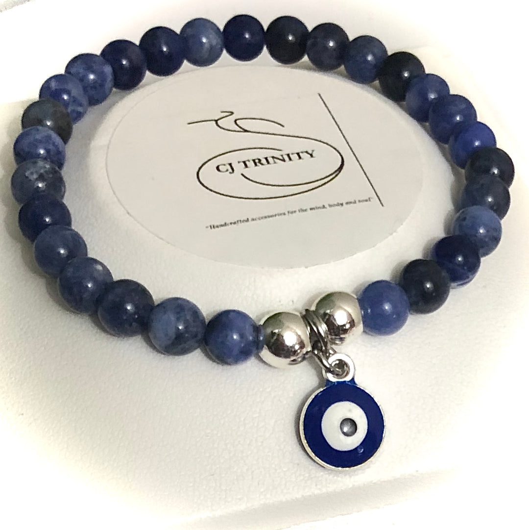 Evil Eye Dangle Charm Gemstone Bracelet - Choice of Color