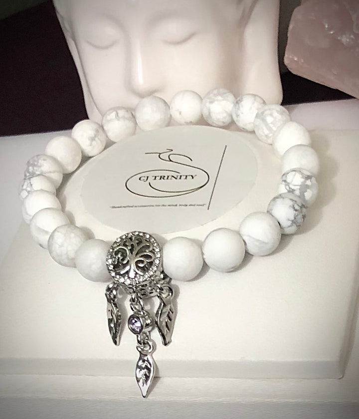 Pavé Tree of Life Dreamcatcher Gemstone Bracelet - Silver-toned - Choice of Bead